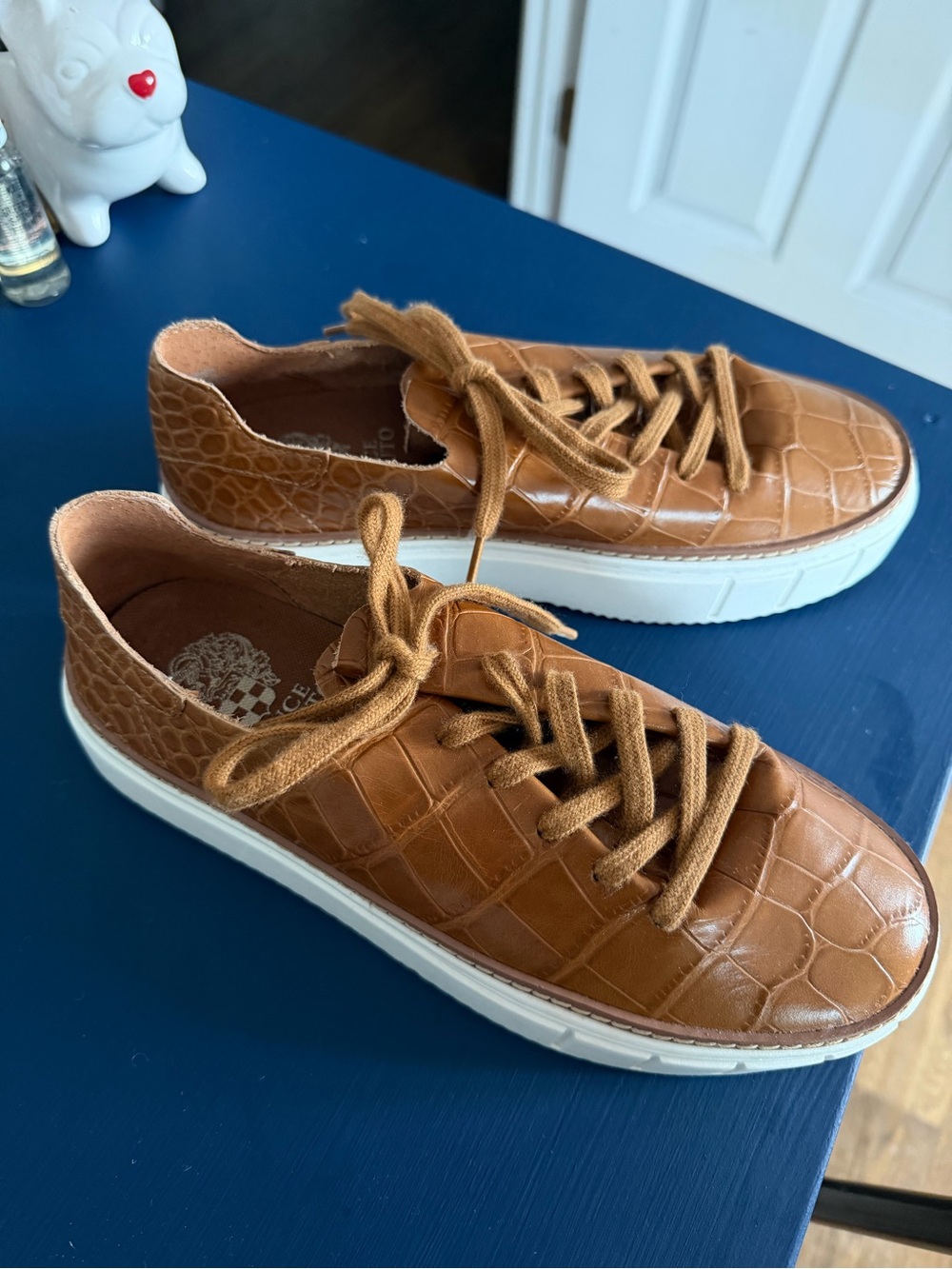 Vince Camuto woman’s brown leather sneakers